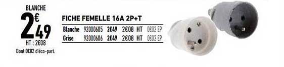 fiche femelle 16A 2p+t