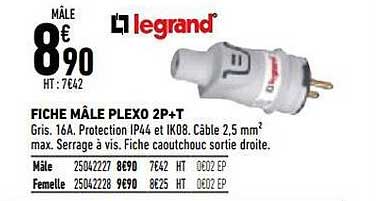 fiche mâle plexo 2p+t legrand