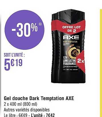 gel douche dark temptation axe
