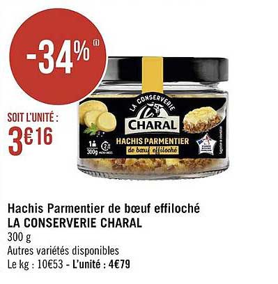 hachis parmentier de bœuf effiloché la conserverie charal
