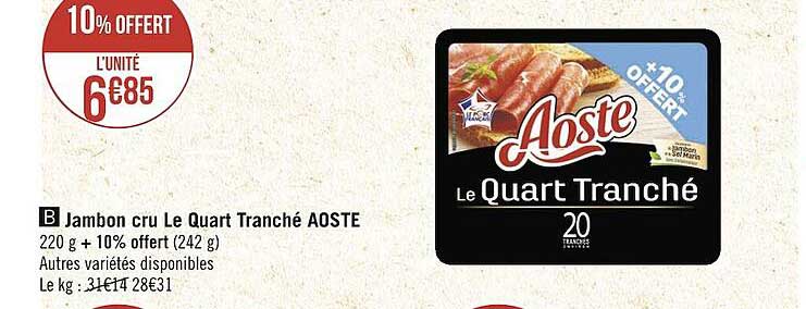 Jambon Cru Le Quart Tranché Aoste