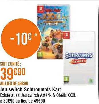 jeu switch schtroumpfs kart