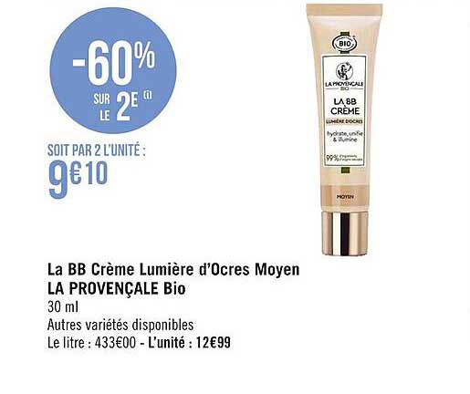 la bb crème lumière d'ocres moyen la provençale bio
