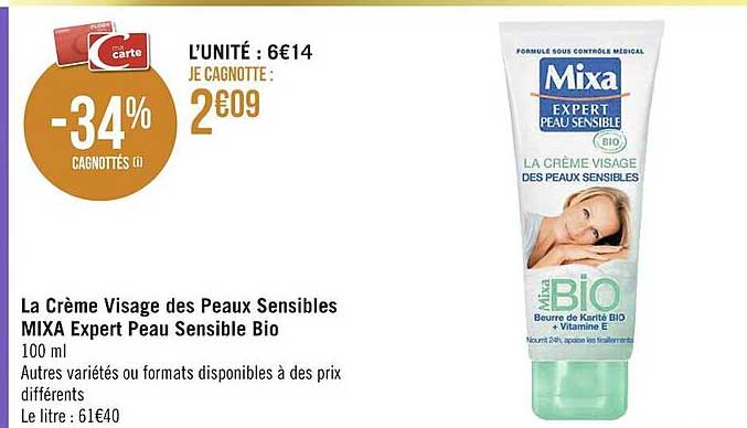 la crème visage des peaux sensibles mixa expert peau sensible bio