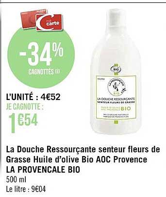 la douche ressourçante senteur fleurs de grasse huile d'olive bio aoc provence la provençale bio