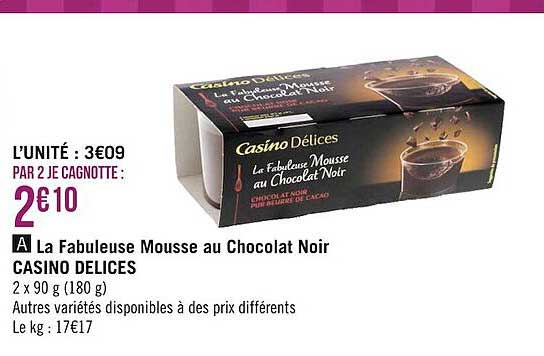 La Fabuleuse Mousse Au Chocolat Noir Casino Délices