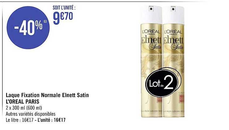 laque fixation normale elnett satin l'oréal paris