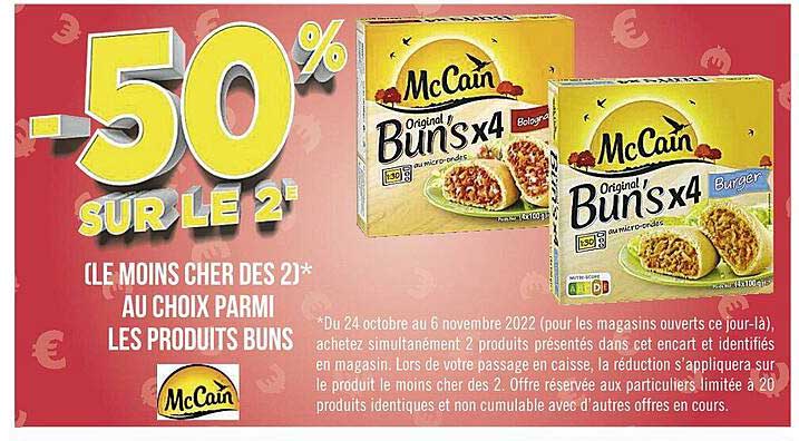 les produits buns mc cain