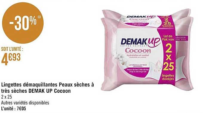lingettes démaquillantes peaux sèches à très sèches demak up cocoon