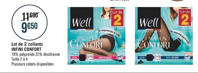 lot de 2 collants infini confort well