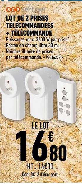 Lot De 2 Prises Télécommandées + Télécommande