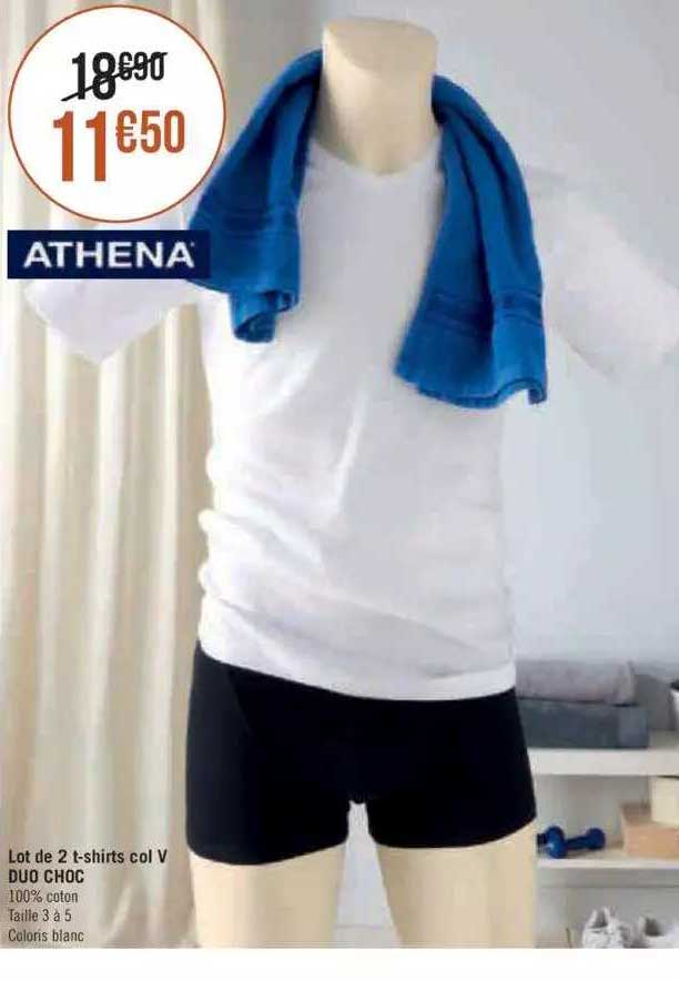 lot de 2 t-shirt col v duo choc athena
