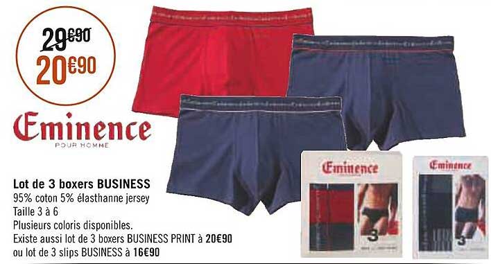 lot de 3 boxers business éminence