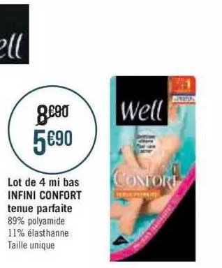 lot de 4 mi bas infini confort tenue parfaite