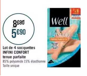 Lot De 4 Socquettes Infini Confort Tenue Parfaite Well