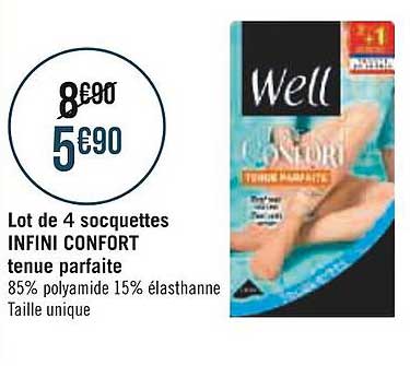 lot de 4 socquettes infini confort tenue parfaite well