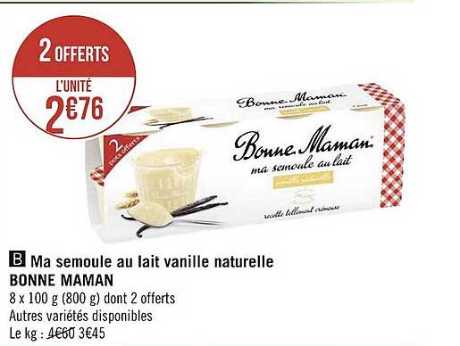 ma semoule au lait vanille naturelle bonne maman