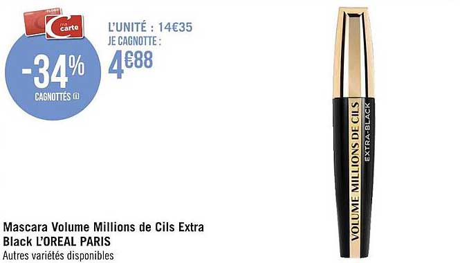 mascara volume millions de cils extra black l'oréal paris