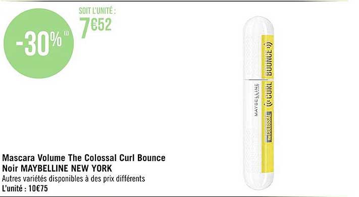 mascara volume the colossal curl bounce noir maybelline new york
