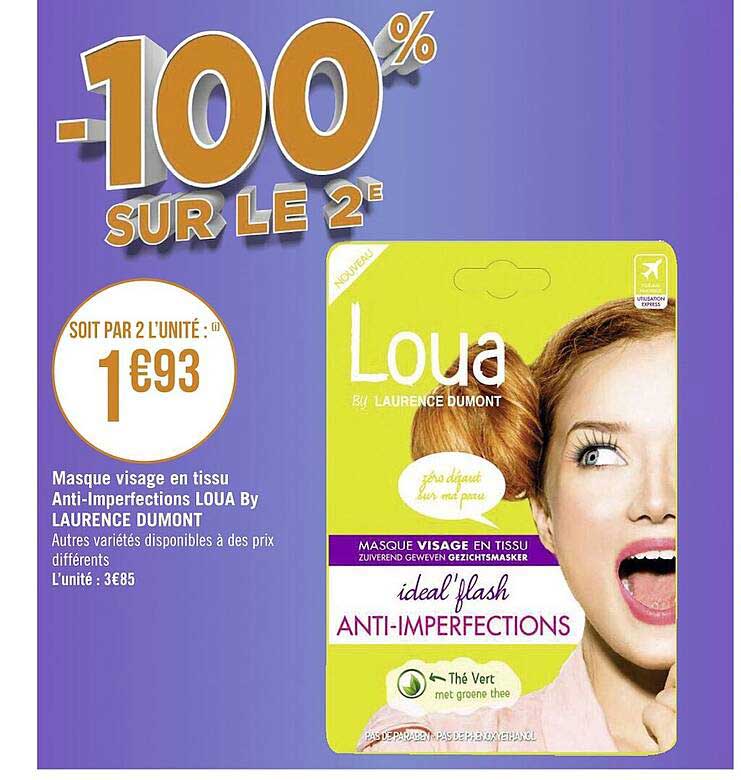 masque visage en tissu anti-imperfections loua by laurence dumont