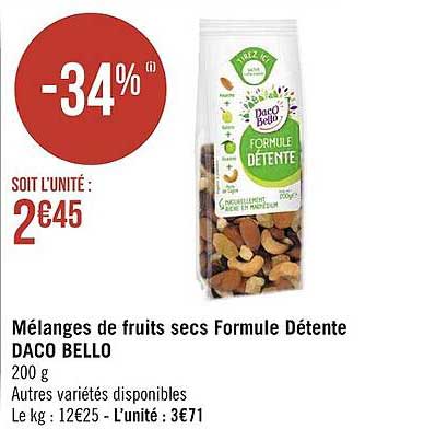 Mélanges De Fruits Secs Formule Détente Daco Bello