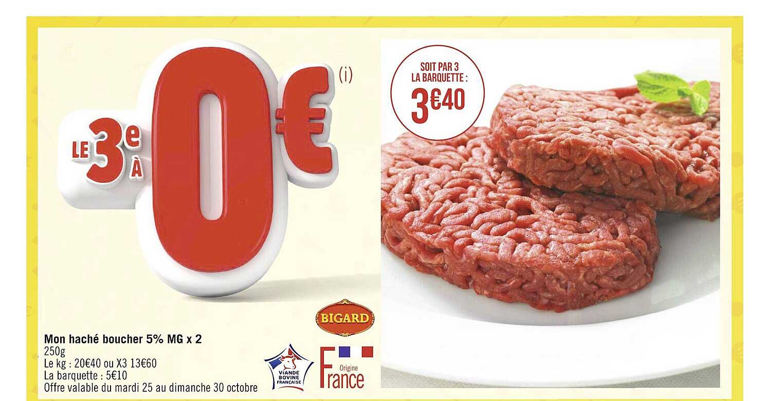 mon haché boucher 5% mg x2 bigard