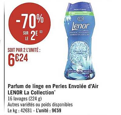 parfum de linge en perles envolée d'air lenor la collection