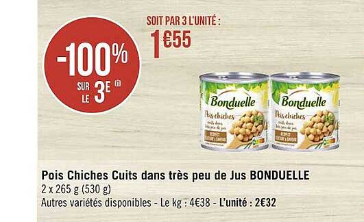 pois chiches cuits dans très peu de jus bonduelle