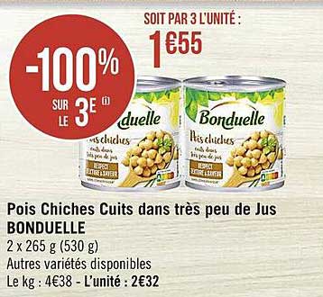 pois chiches cuits dans très peu de jus bonduelle