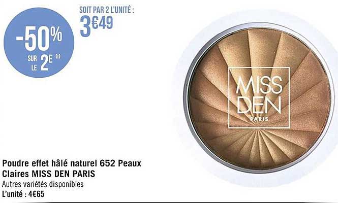 poudre effet hâlé naturel 652 peaux claires miss den paris