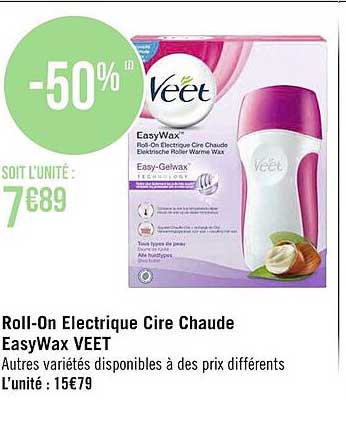 roll-on électrique cire chaude easywax veet