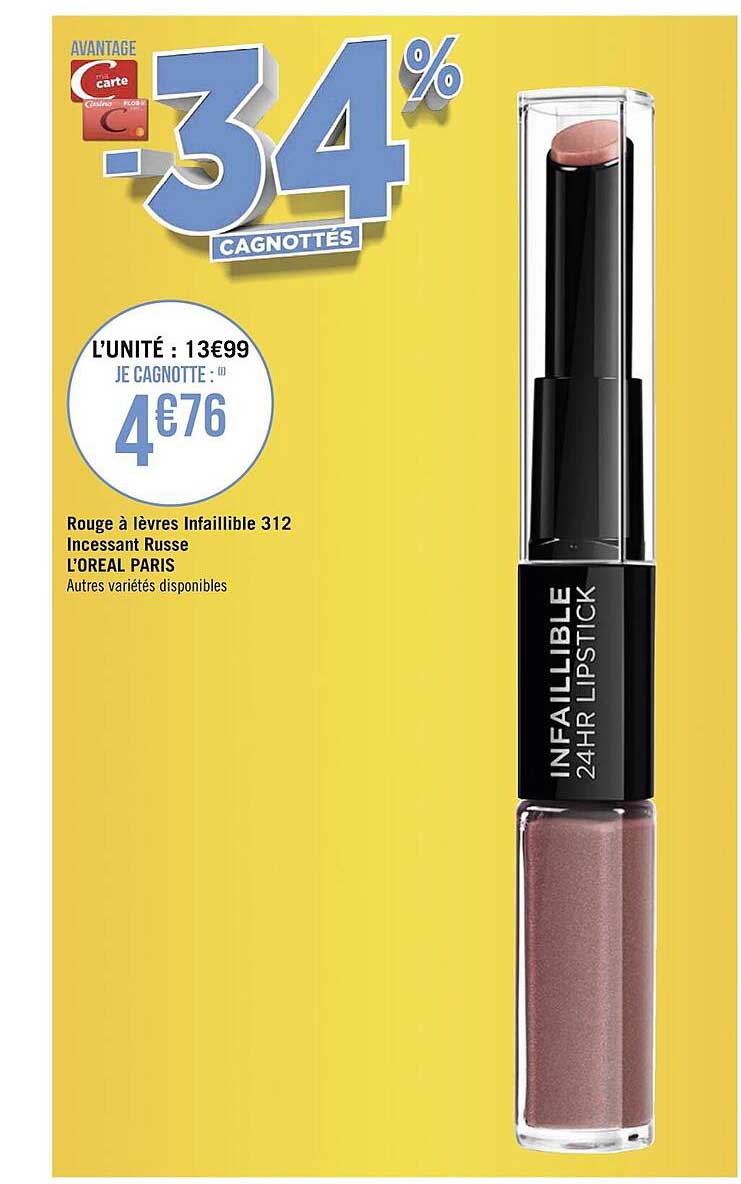 rouge à lèvres infaillible 312 incessant russe l'oréal paris
