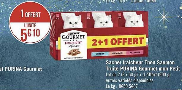 Sachet Fraîcheur Thon Saumon Truite Purina Gourmet Mon Petit