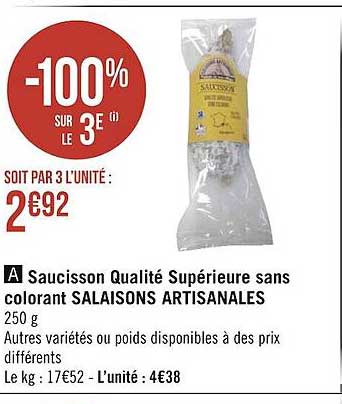 saucisson qualité supérieure sans colorant salaisons artisanales