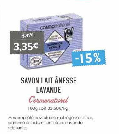 Savon Lait ânesse Lavande Cosmonaturel