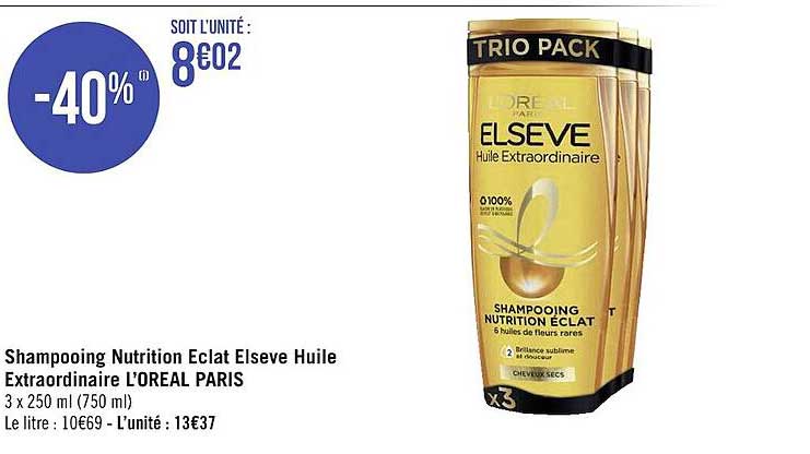shampooing nutrition éclat elseve huile extraordinaire l'oréal paris