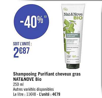 shampooing purifiant cheveux gras nat & nove bio