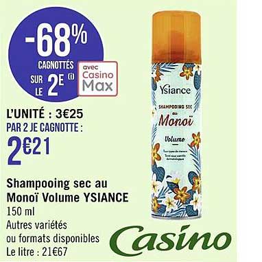 shampooing sec au monoï volume ysiance