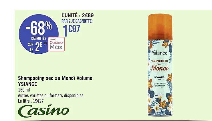 shampooing sec au monoï volume ysiance