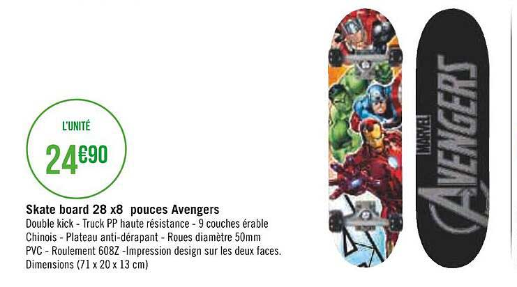 skate board 28x8 pouces avengers
