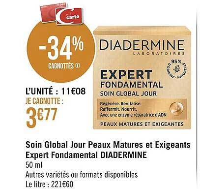 soin global jour peaux matures et exigeants expert fondamental diadermine