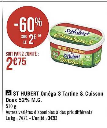 st hubert oméga 3 tartine & cuisson doux 52% m.g.