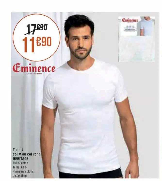 t-sirt col v ou col rond héritage éminence