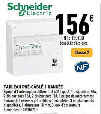 tableau pré-câblé 1 rangée schneider electric
