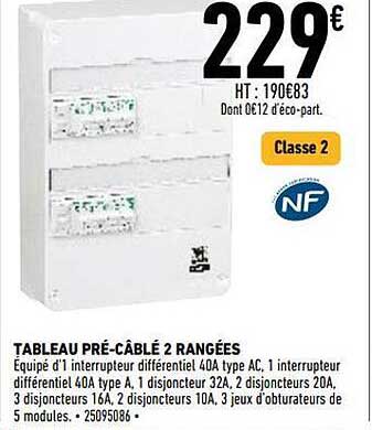 tableau pré-câblé 2 rangées