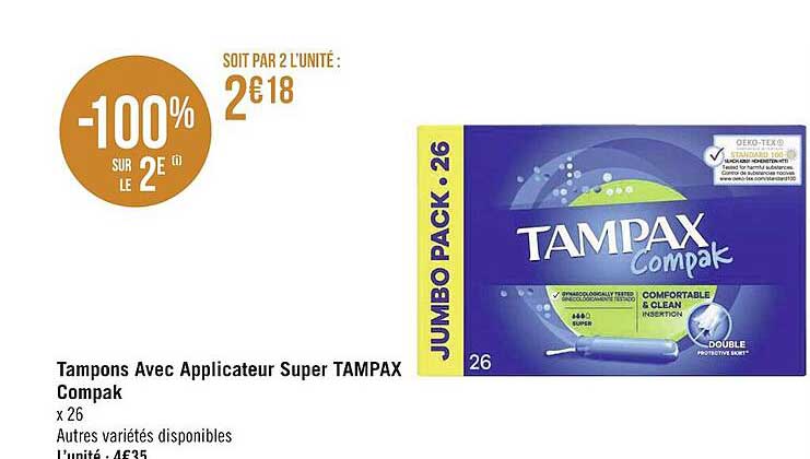 tampons avec applicateur super tampax compak