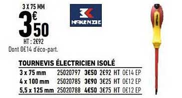 tournevis électricien isolé
