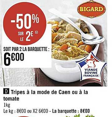 Tripes à La Mode De Caen Ou à La Tomate Bigard