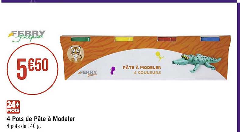 4 pots de pâte à modeler ferry jacques