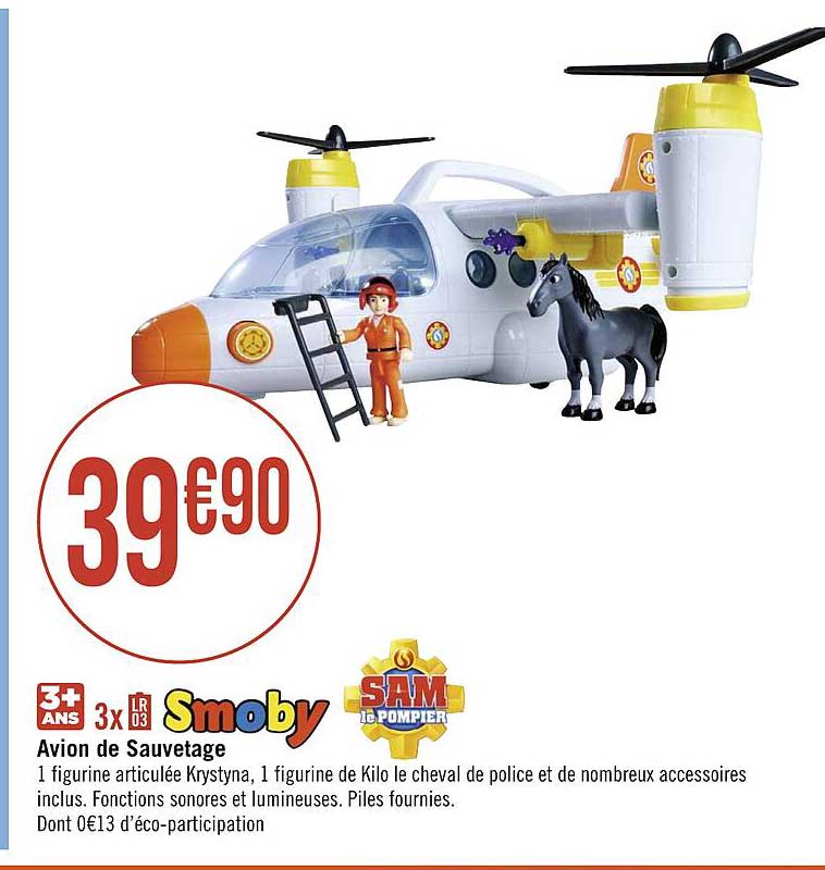 avion de sauvetage smoby sam le pompier